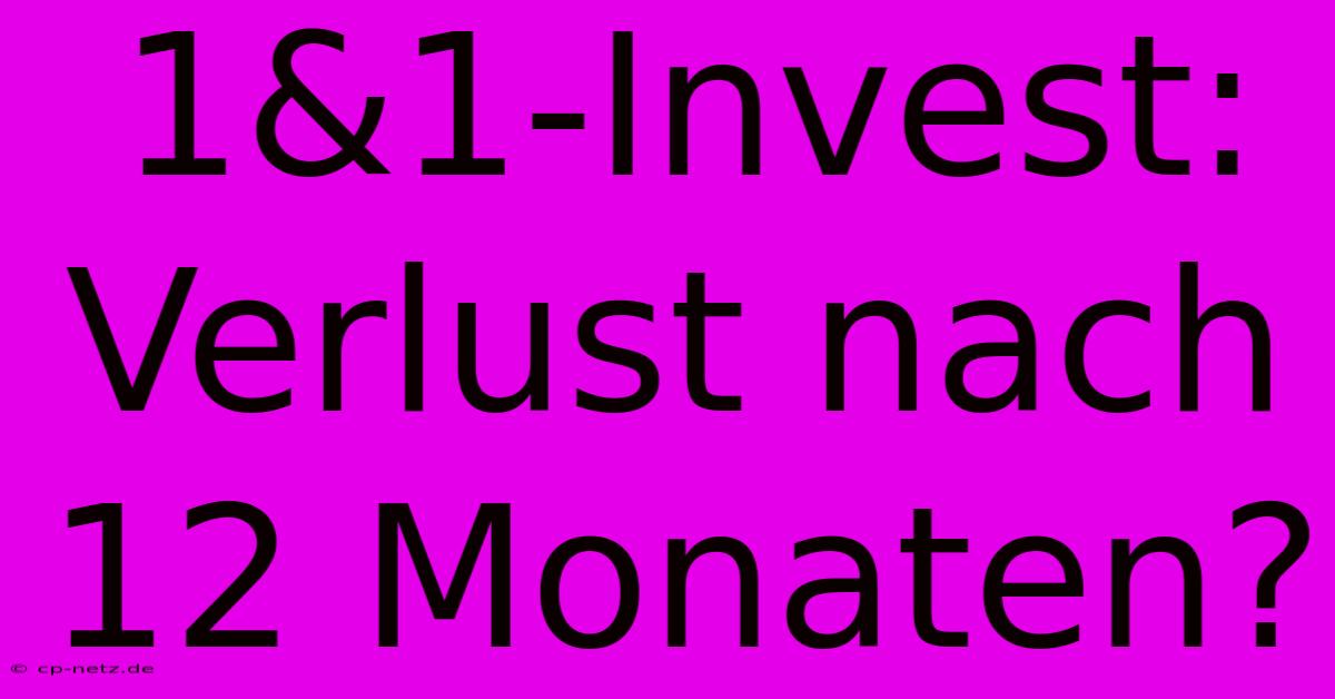 1&1-Invest: Verlust Nach 12 Monaten?