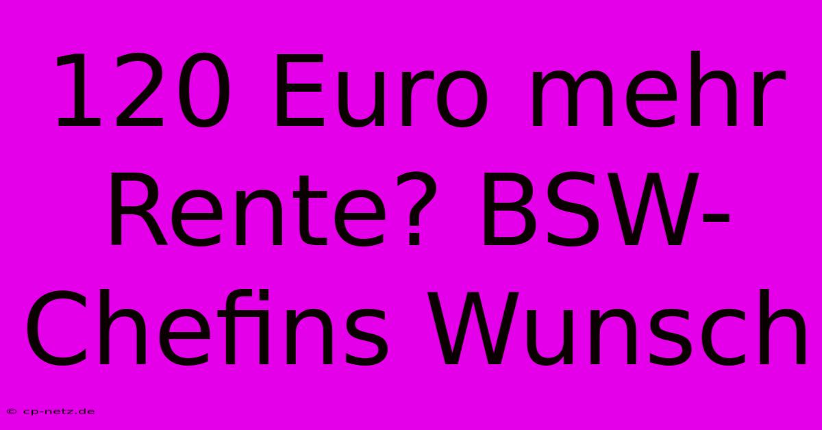 120 Euro Mehr Rente? BSW-Chefins Wunsch