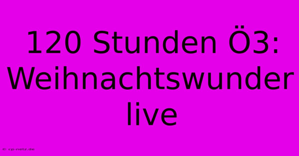 120 Stunden Ö3: Weihnachtswunder Live