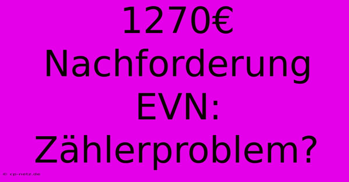 1270€ Nachforderung EVN: Zählerproblem?