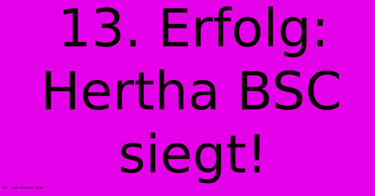 13. Erfolg: Hertha BSC Siegt!