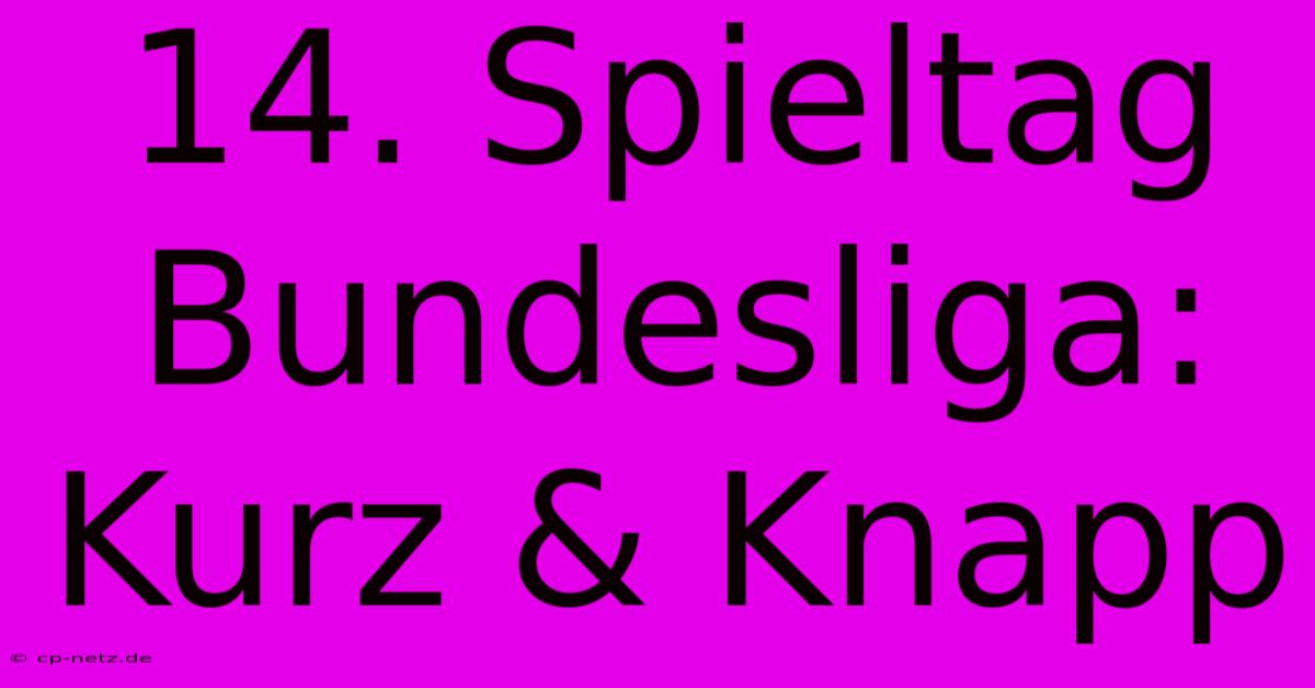 14. Spieltag Bundesliga: Kurz & Knapp