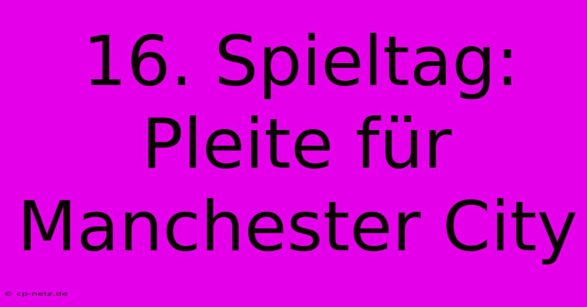 16. Spieltag: Pleite Für Manchester City