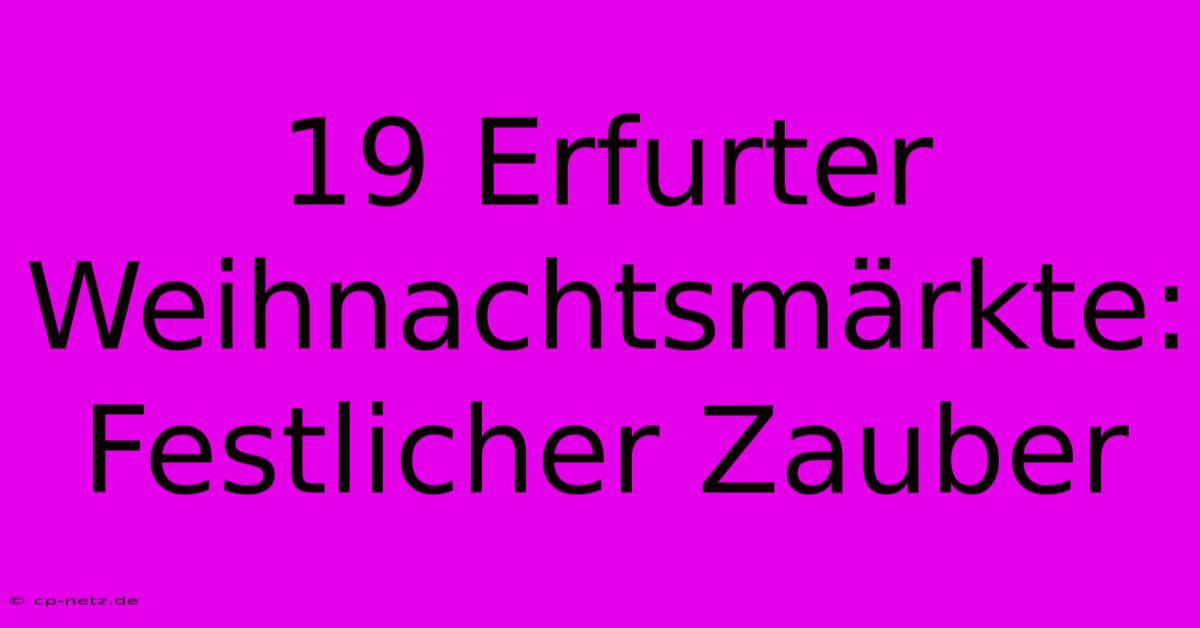 19 Erfurter Weihnachtsmärkte: Festlicher Zauber