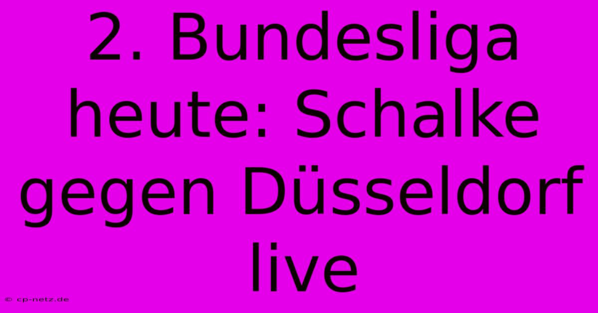 2. Bundesliga Heute: Schalke Gegen Düsseldorf Live