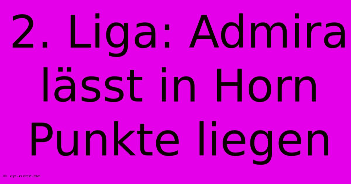 2. Liga: Admira Lässt In Horn Punkte Liegen