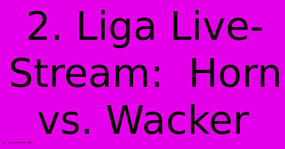 2. Liga Live-Stream:  Horn Vs. Wacker