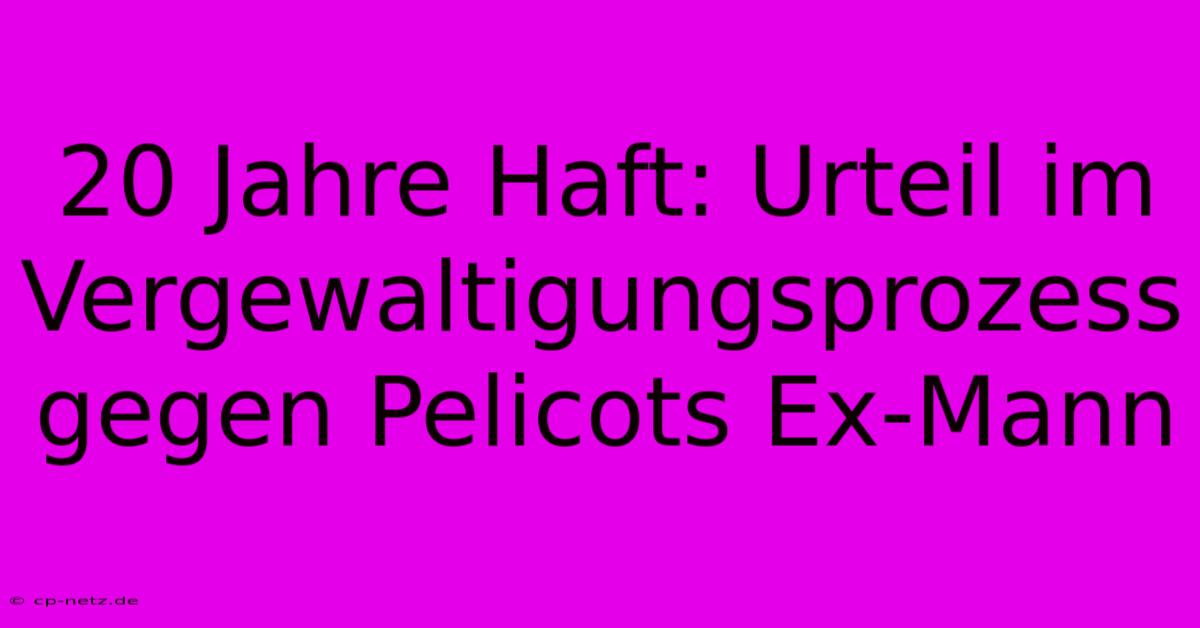 20 Jahre Haft: Urteil Im Vergewaltigungsprozess Gegen Pelicots Ex-Mann