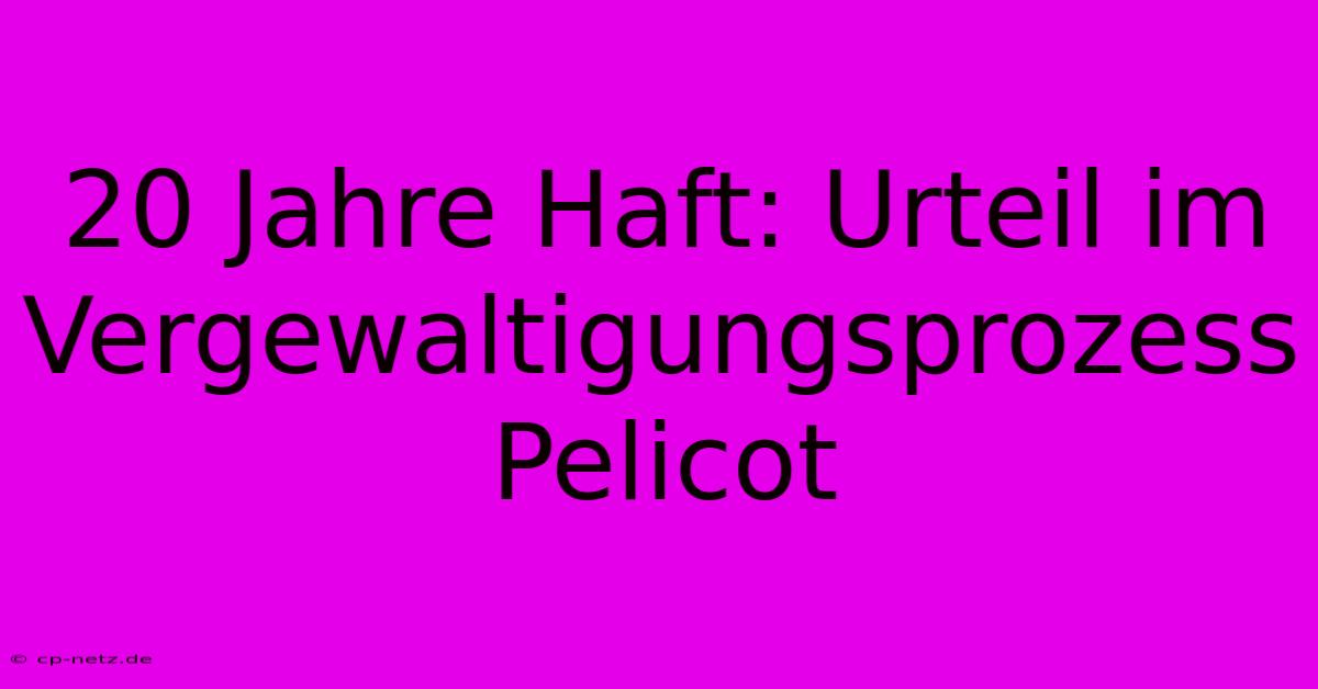 20 Jahre Haft: Urteil Im Vergewaltigungsprozess Pelicot