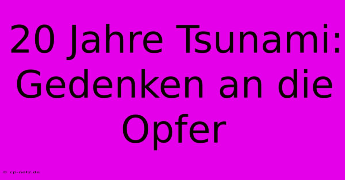 20 Jahre Tsunami: Gedenken An Die Opfer