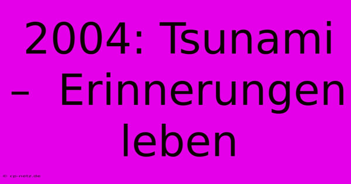 2004: Tsunami –  Erinnerungen Leben