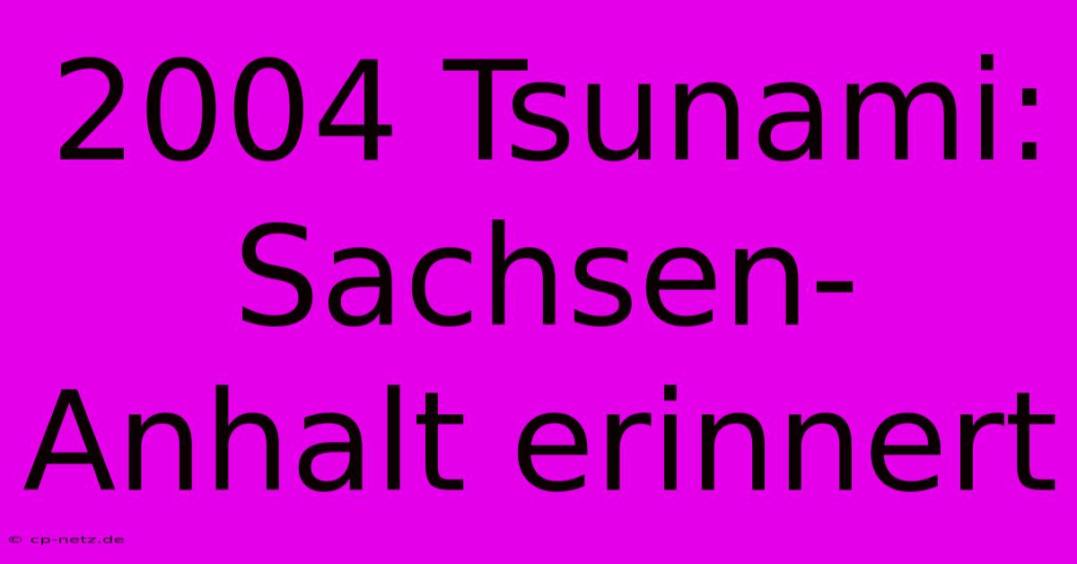 2004 Tsunami: Sachsen-Anhalt Erinnert