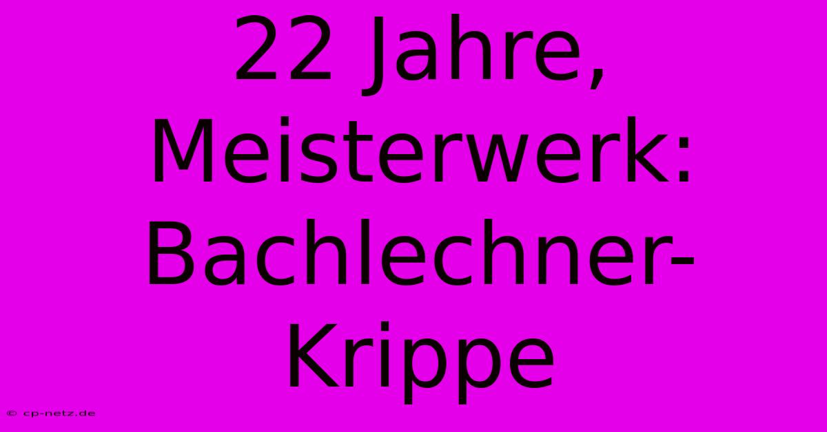 22 Jahre, Meisterwerk: Bachlechner-Krippe