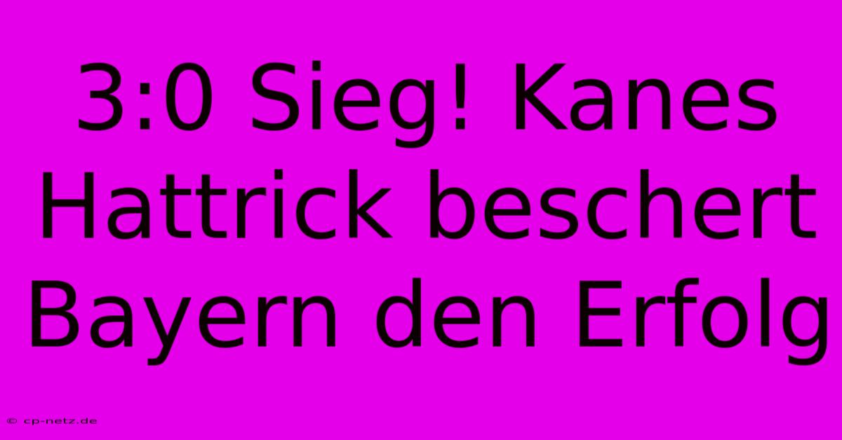 3:0 Sieg! Kanes Hattrick Beschert Bayern Den Erfolg