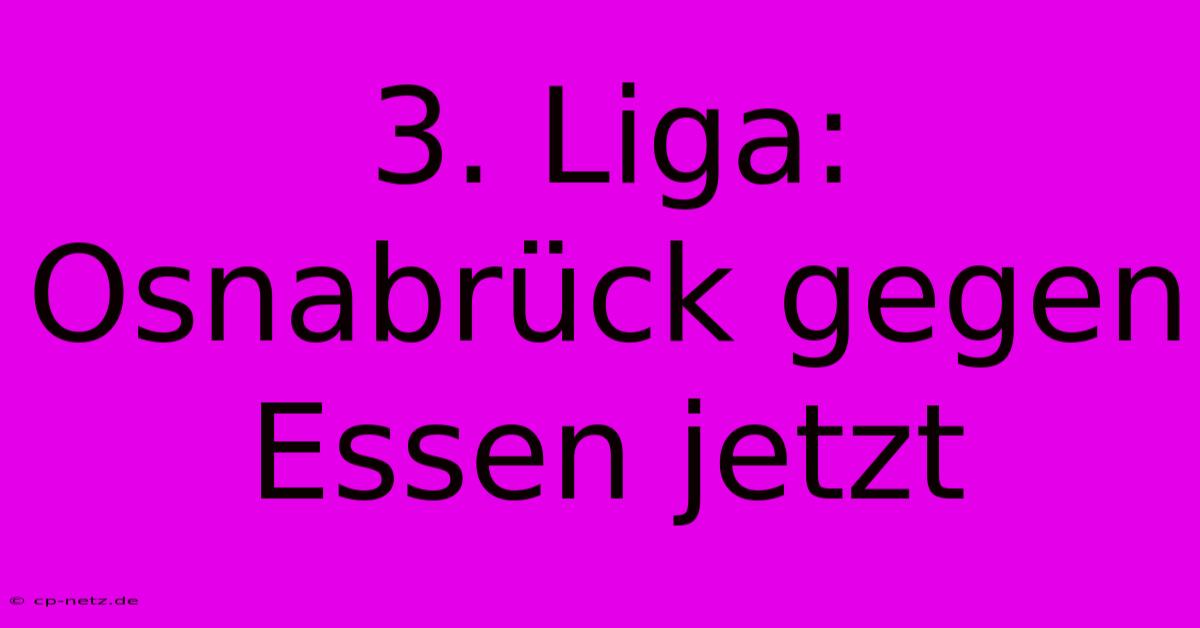 3. Liga:  Osnabrück Gegen Essen Jetzt