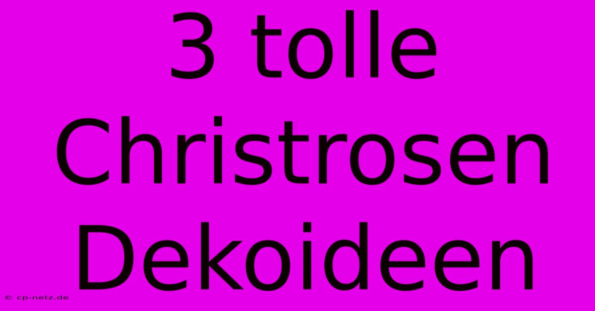 3 Tolle Christrosen Dekoideen