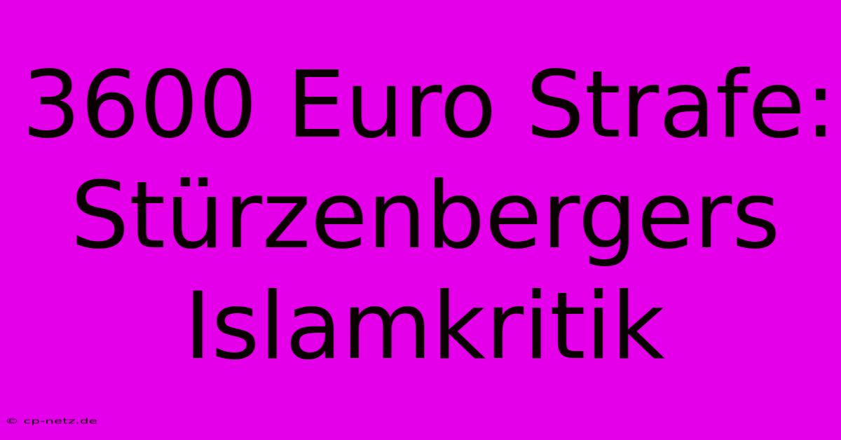 3600 Euro Strafe: Stürzenbergers Islamkritik