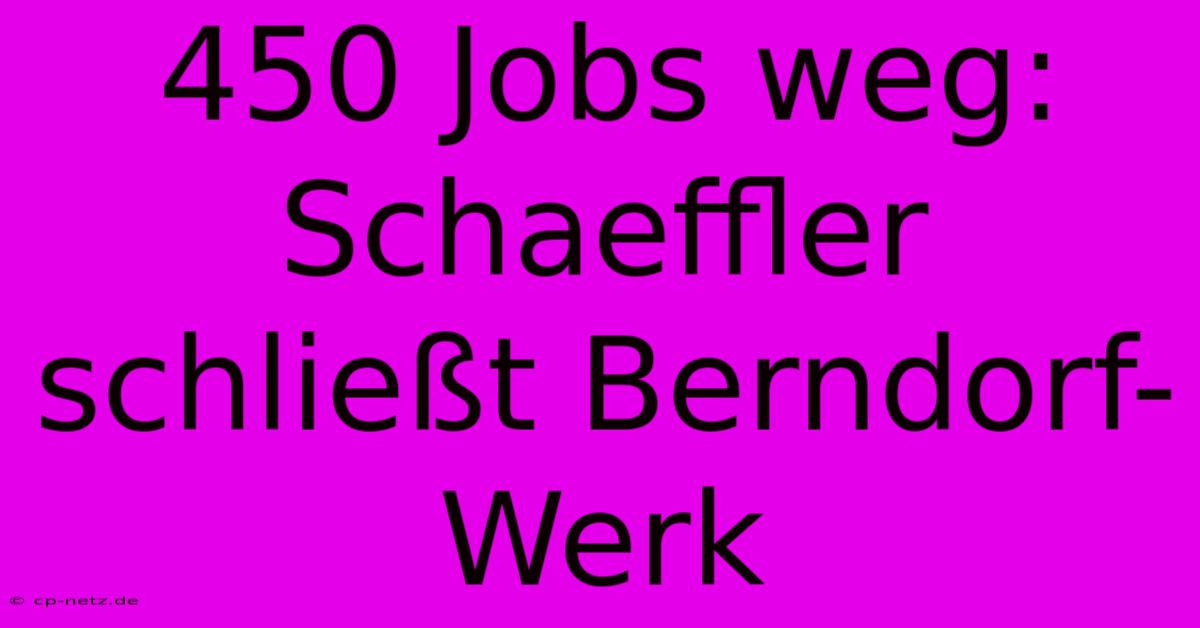 450 Jobs Weg: Schaeffler Schließt Berndorf-Werk