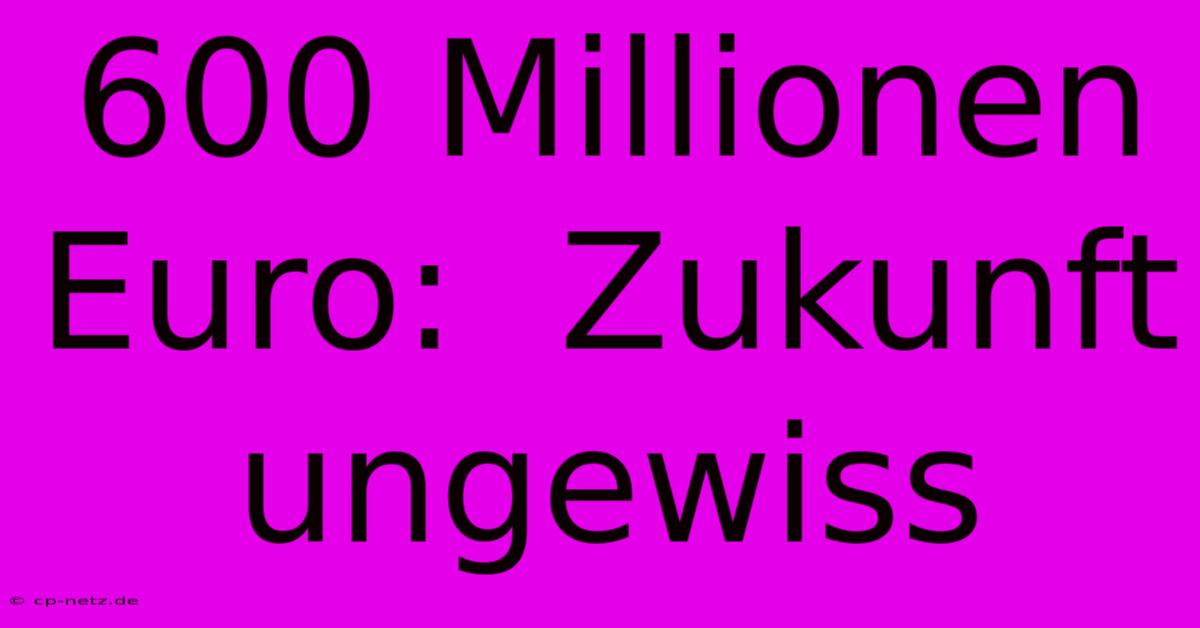 600 Millionen Euro:  Zukunft Ungewiss