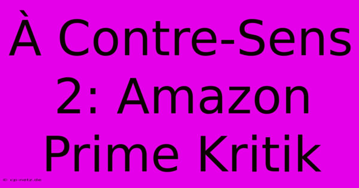 À Contre-Sens 2: Amazon Prime Kritik