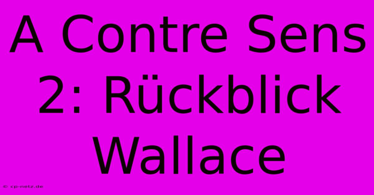 A Contre Sens 2: Rückblick Wallace