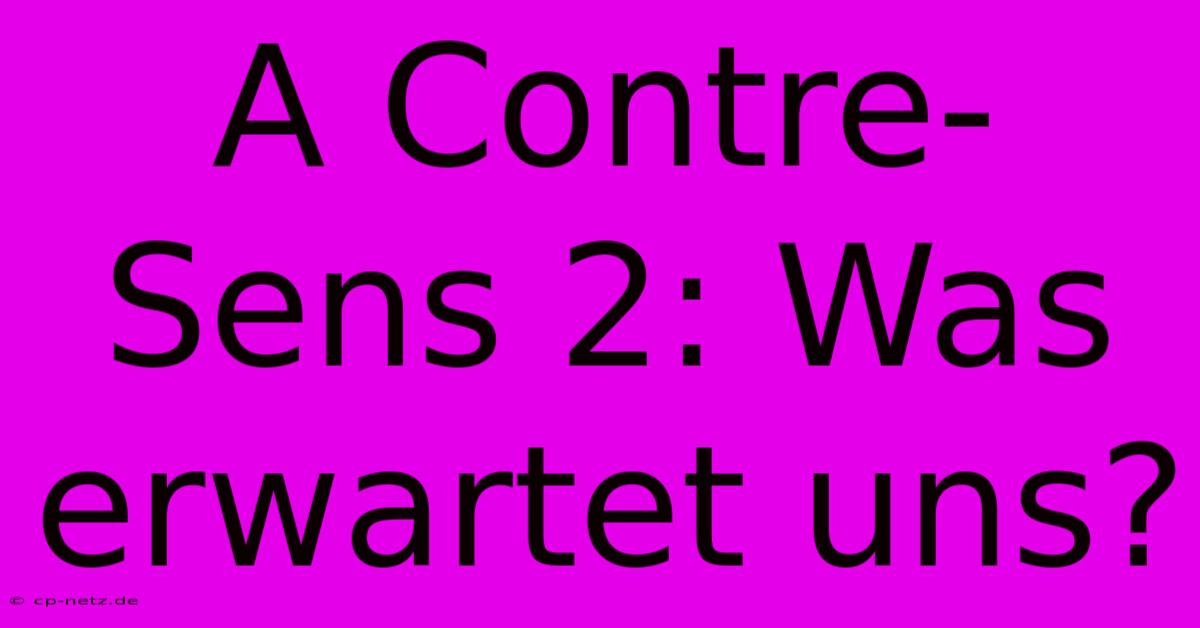 A Contre-Sens 2: Was Erwartet Uns?