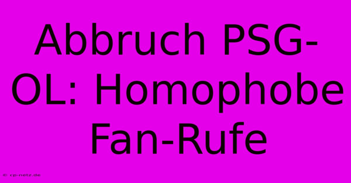 Abbruch PSG-OL: Homophobe Fan-Rufe