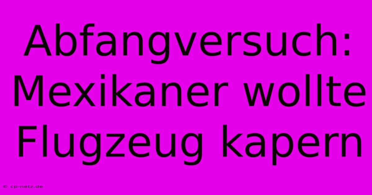 Abfangversuch: Mexikaner Wollte Flugzeug Kapern