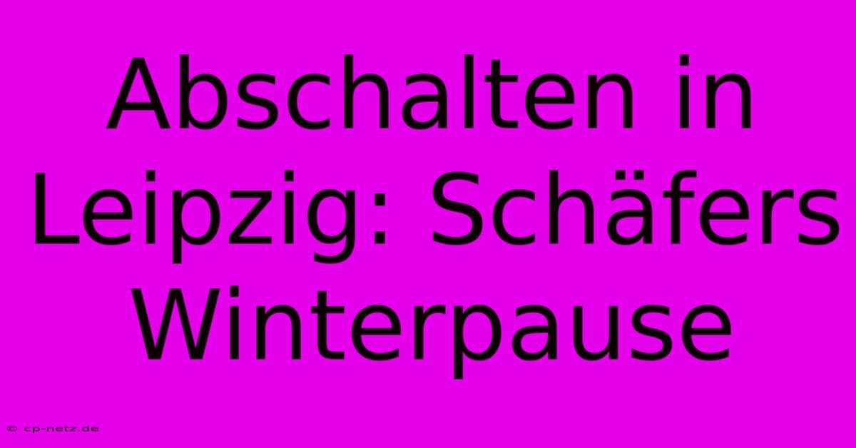 Abschalten In Leipzig: Schäfers Winterpause