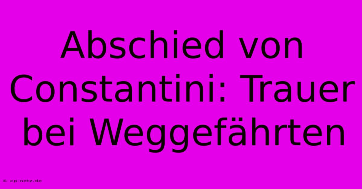 Abschied Von Constantini: Trauer Bei Weggefährten