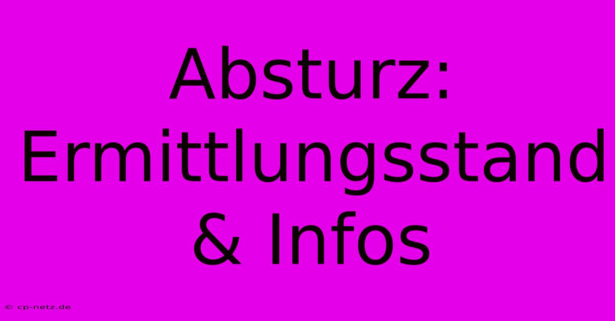 Absturz: Ermittlungsstand & Infos