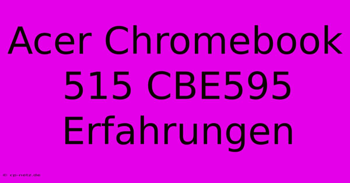 Acer Chromebook 515 CBE595 Erfahrungen