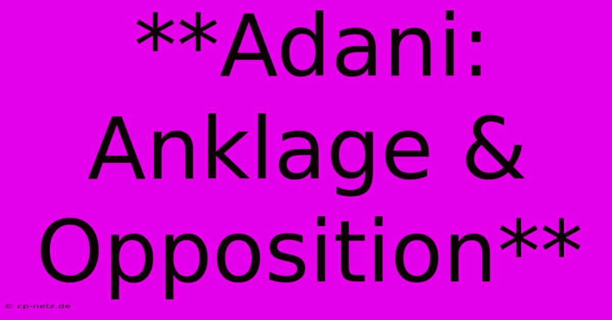 **Adani: Anklage & Opposition**