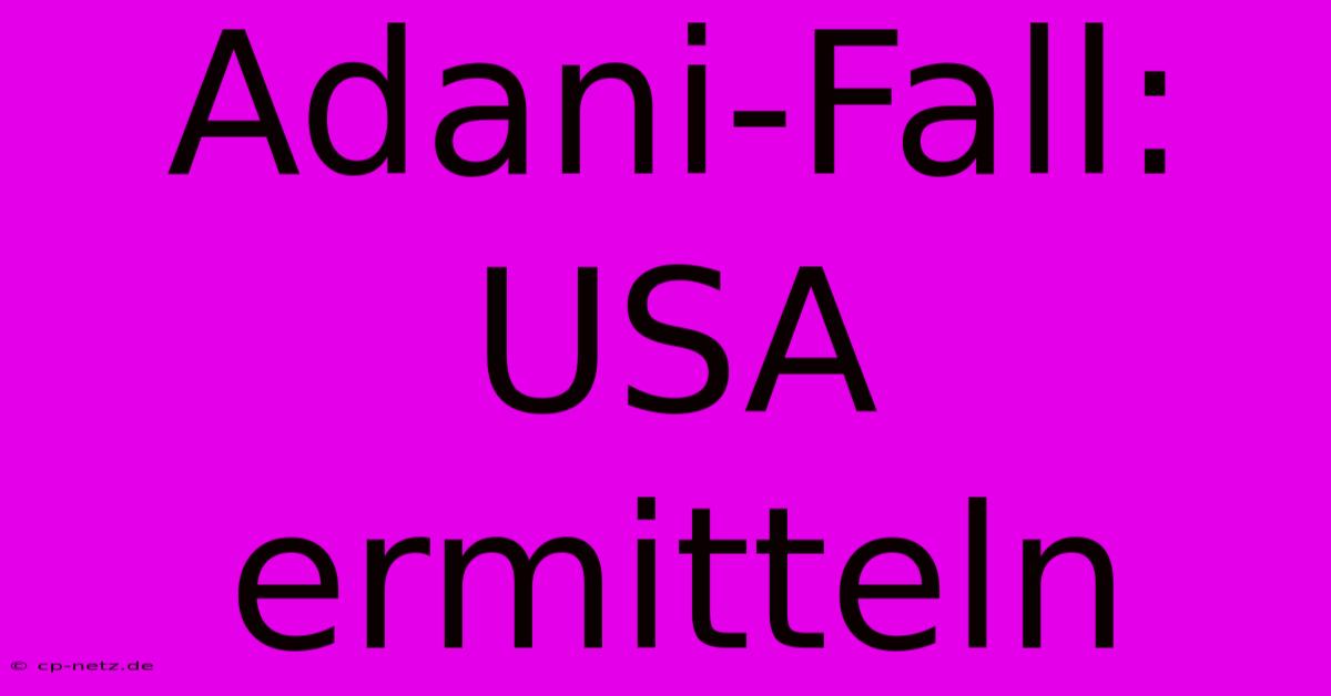 Adani-Fall: USA Ermitteln