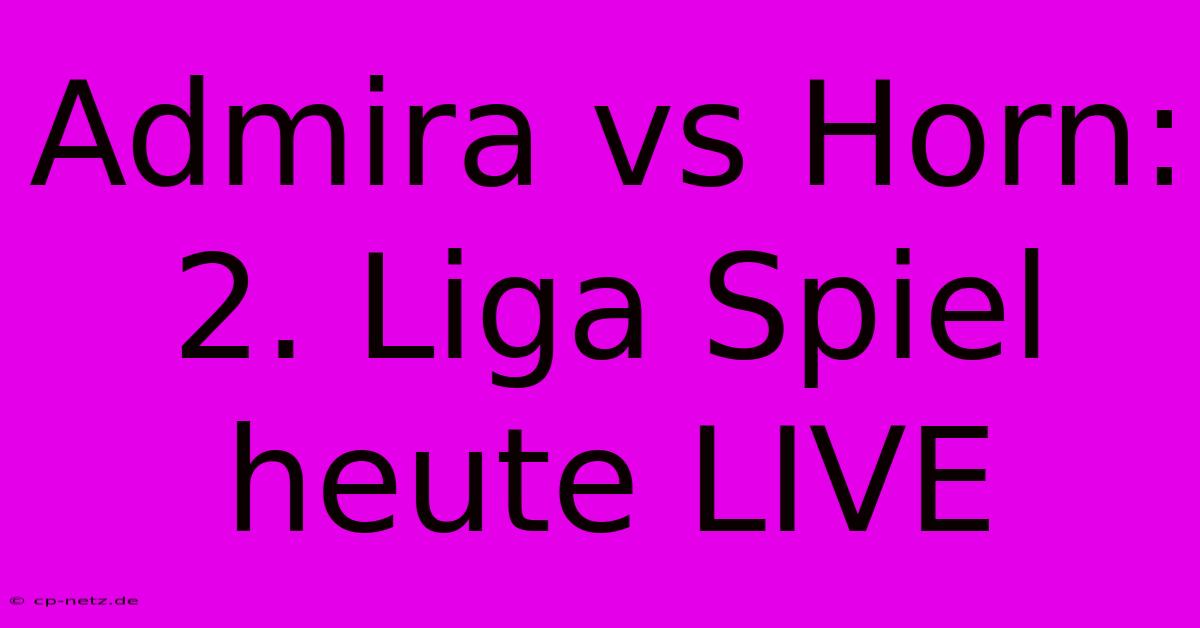 Admira Vs Horn: 2. Liga Spiel Heute LIVE