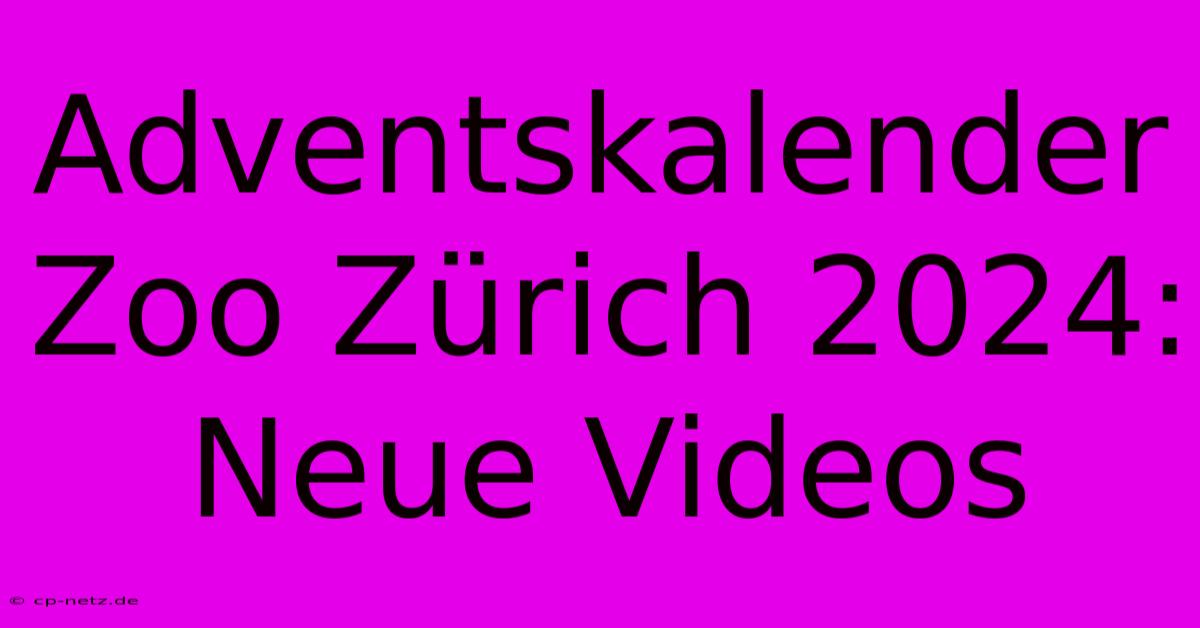 Adventskalender Zoo Zürich 2024: Neue Videos