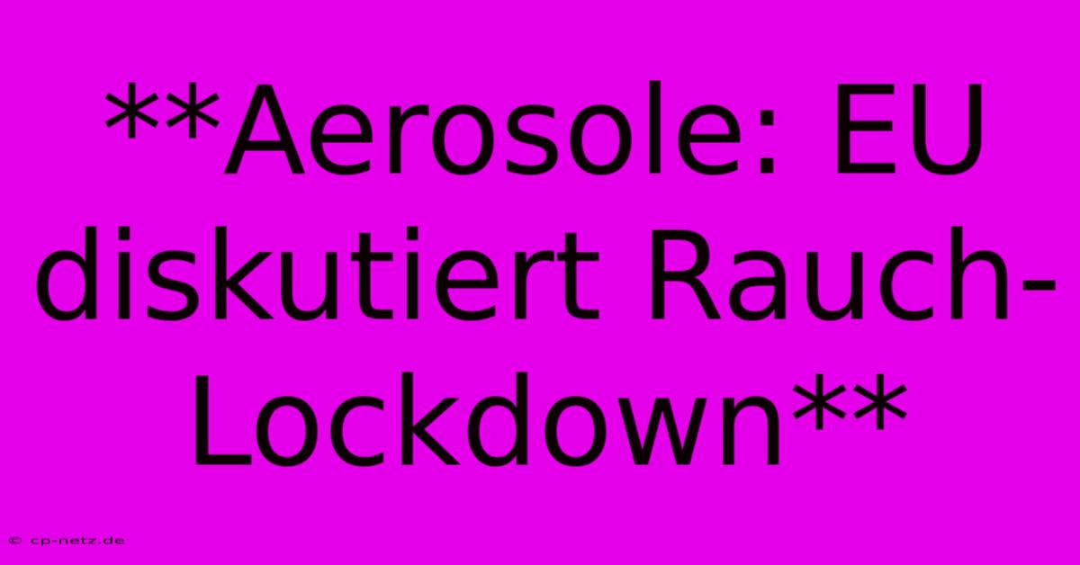 **Aerosole: EU Diskutiert Rauch-Lockdown**