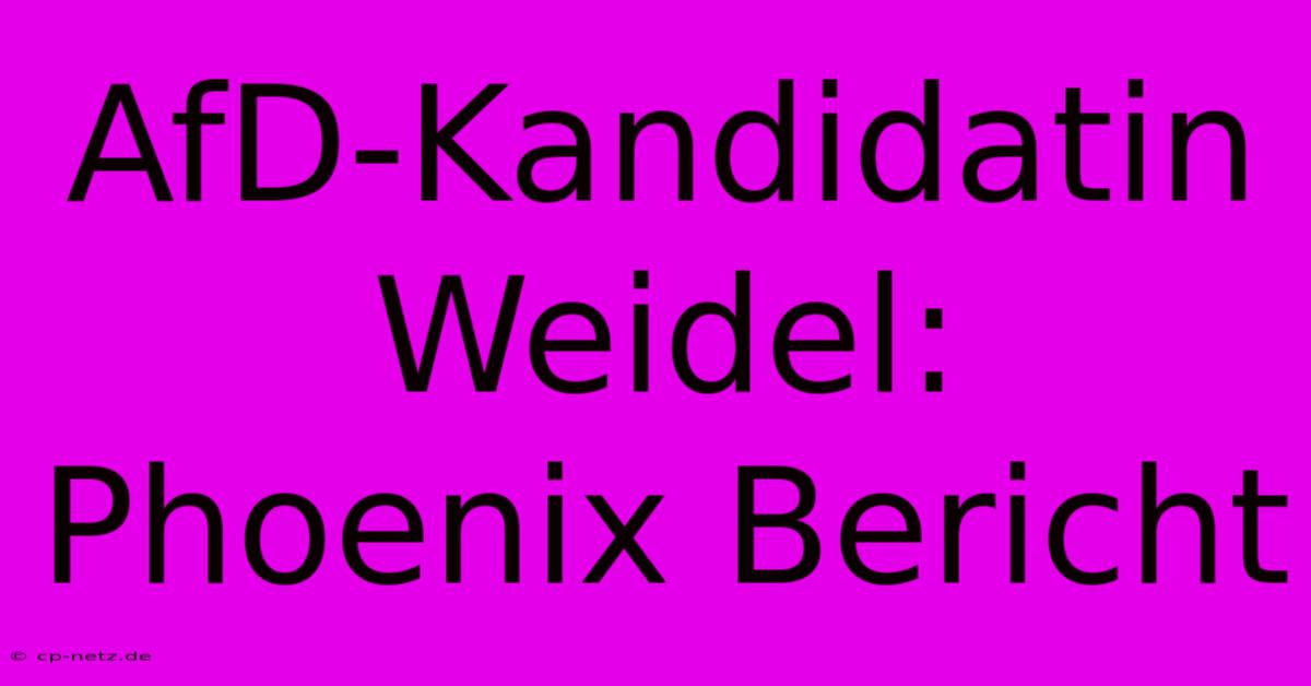 AfD-Kandidatin Weidel: Phoenix Bericht