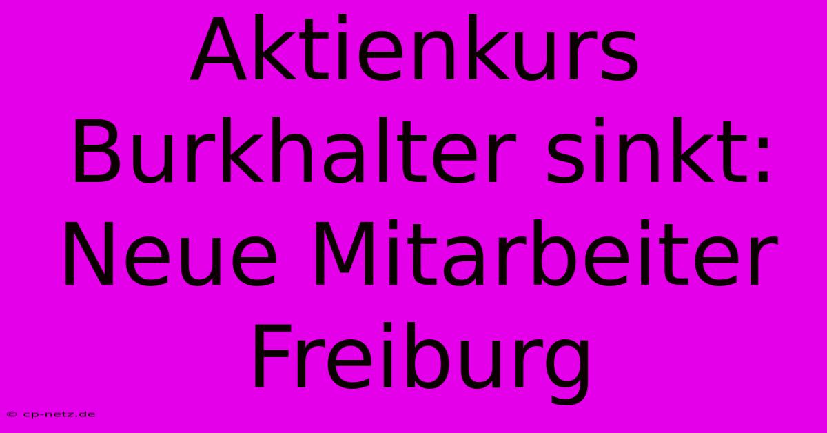 Aktienkurs Burkhalter Sinkt: Neue Mitarbeiter Freiburg