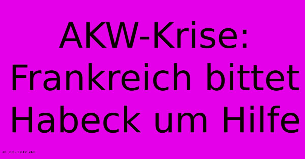 AKW-Krise: Frankreich Bittet Habeck Um Hilfe