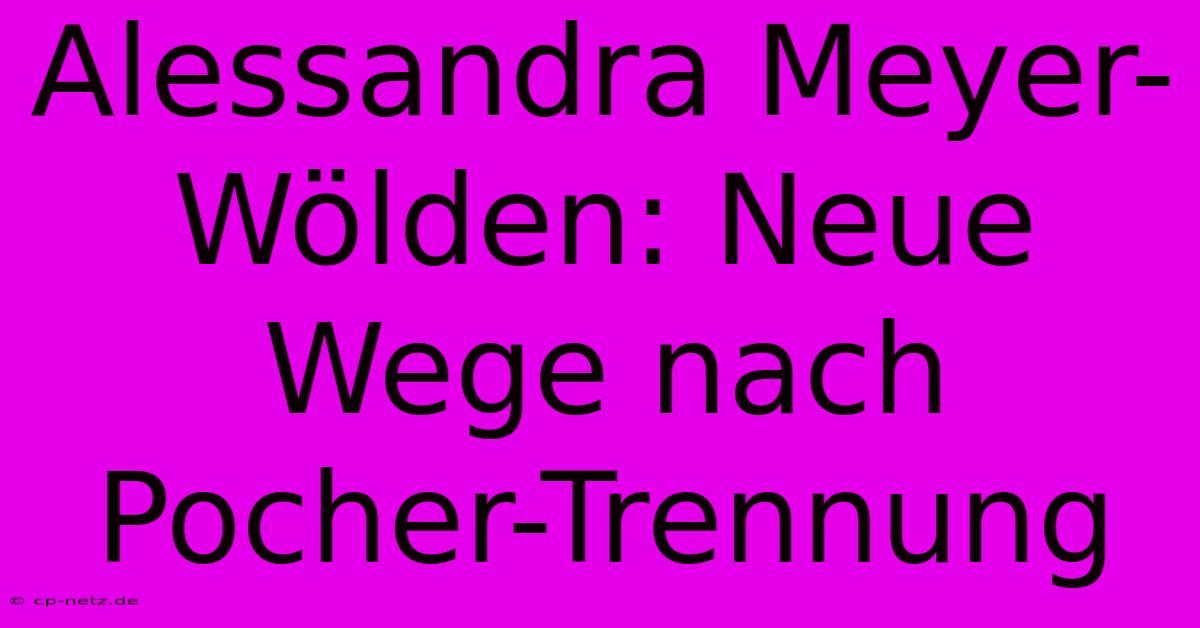 Alessandra Meyer-Wölden: Neue Wege Nach Pocher-Trennung