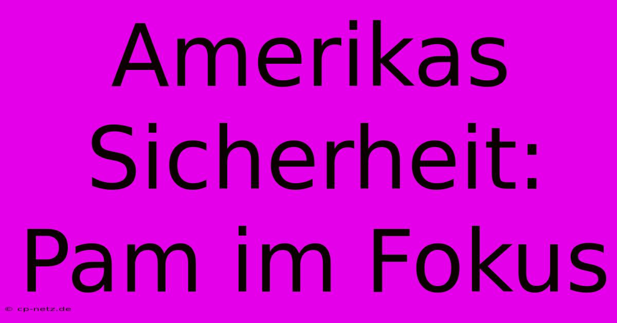 Amerikas Sicherheit: Pam Im Fokus