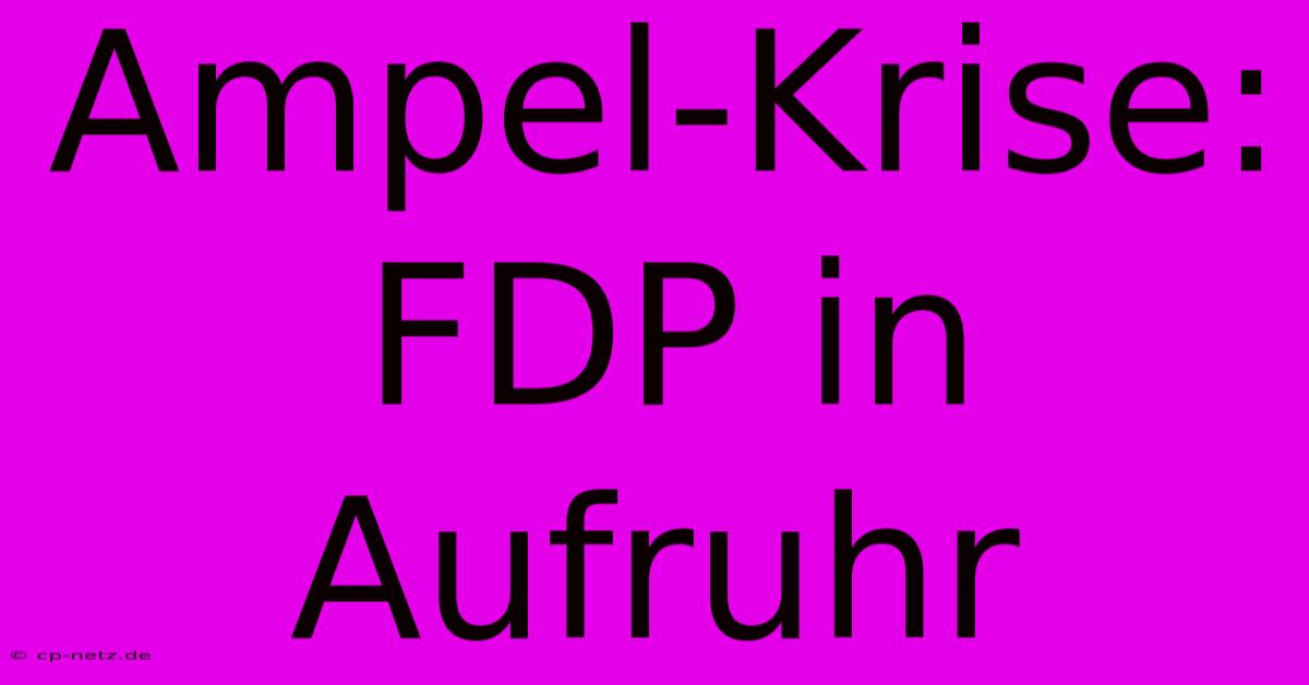 Ampel-Krise: FDP In Aufruhr