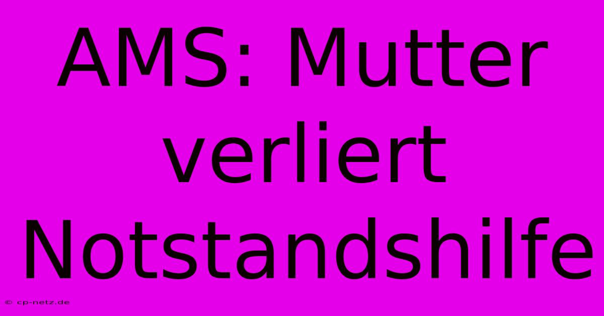 AMS: Mutter Verliert Notstandshilfe