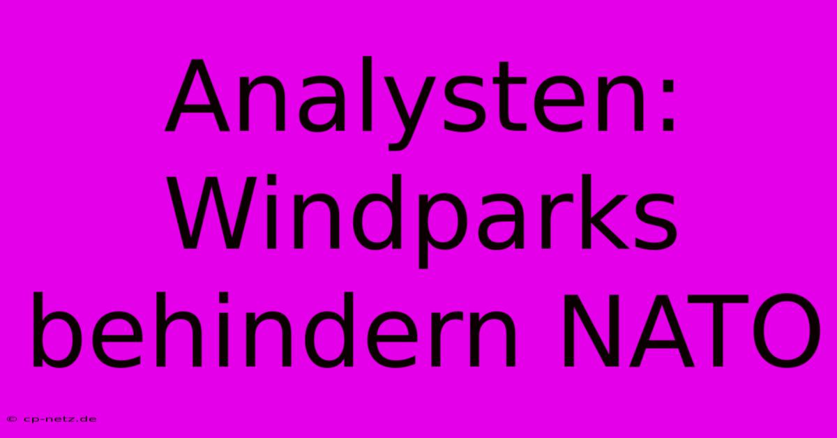 Analysten: Windparks Behindern NATO