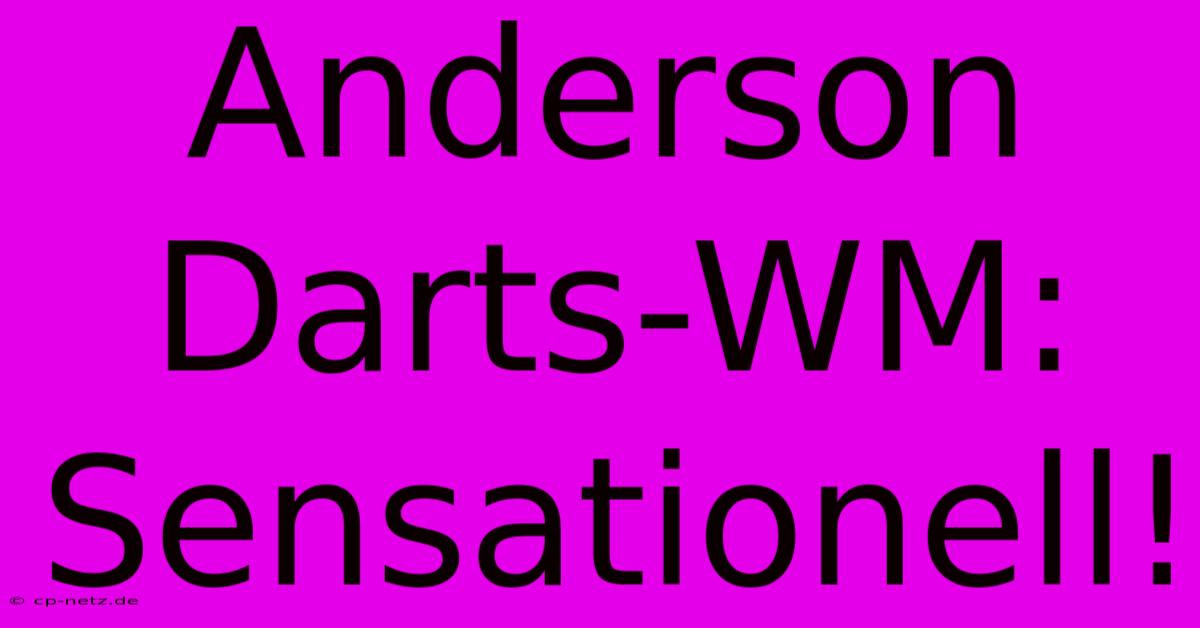 Anderson Darts-WM: Sensationell!