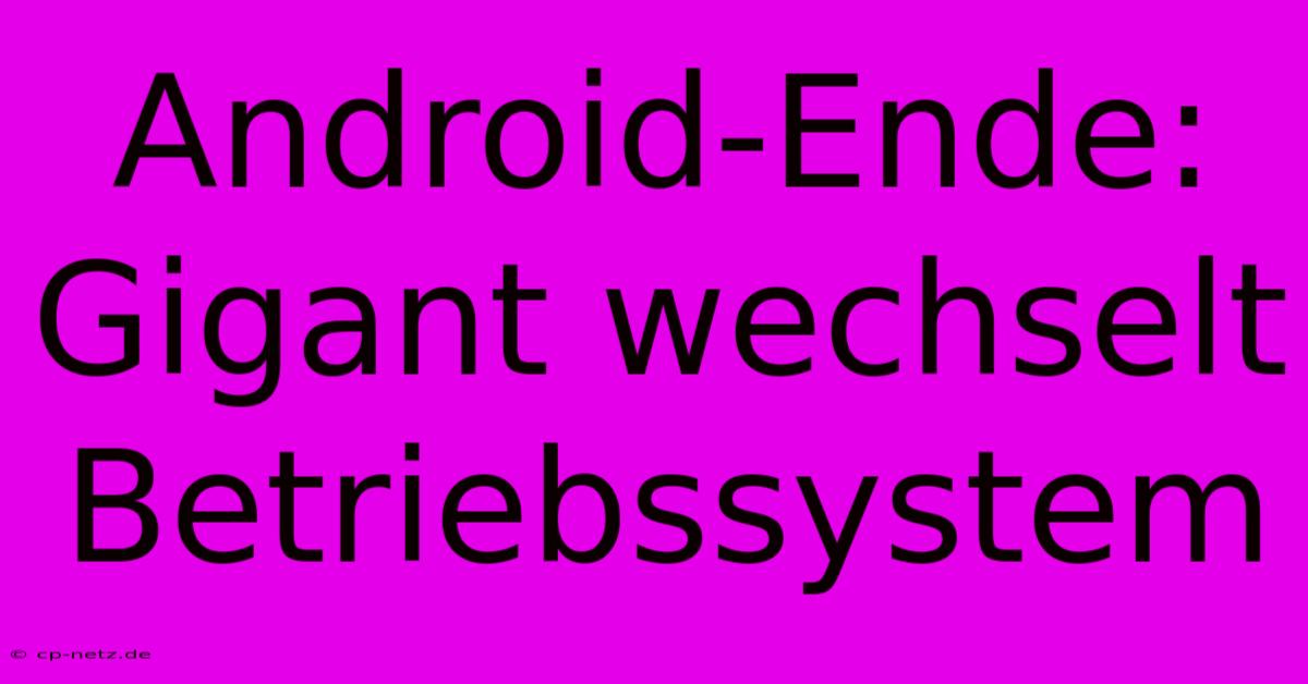 Android-Ende: Gigant Wechselt Betriebssystem