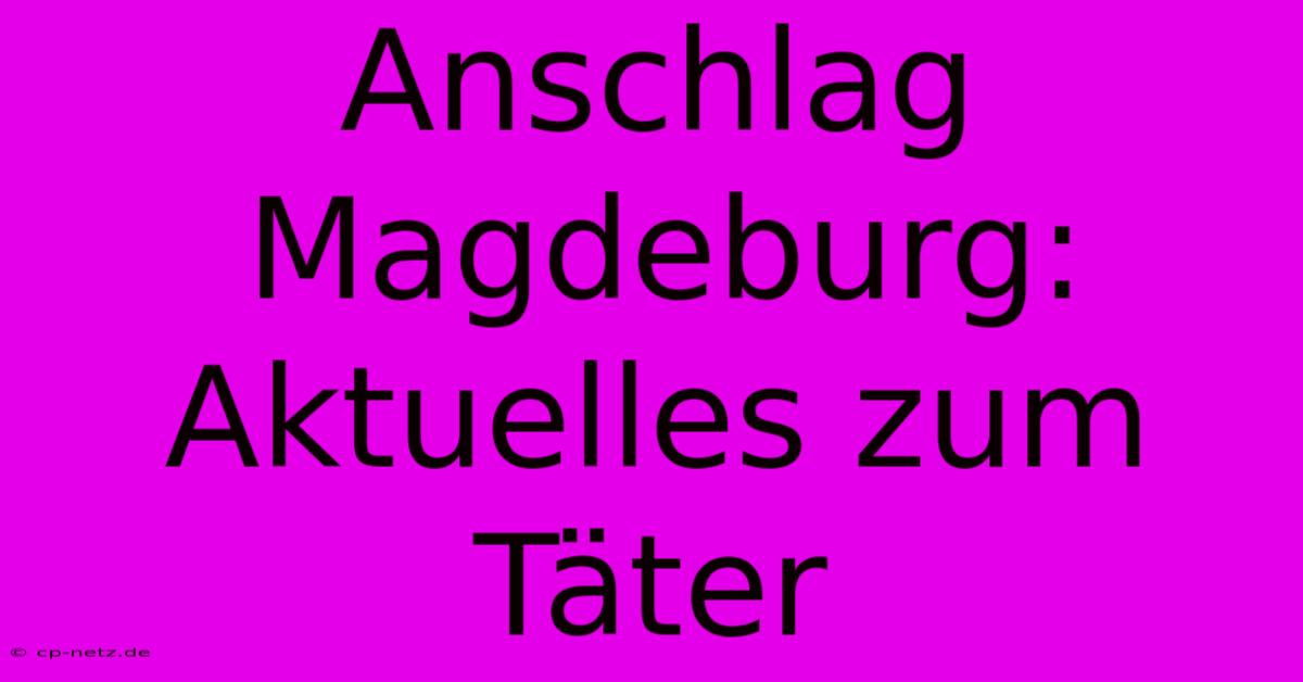 Anschlag Magdeburg: Aktuelles Zum Täter