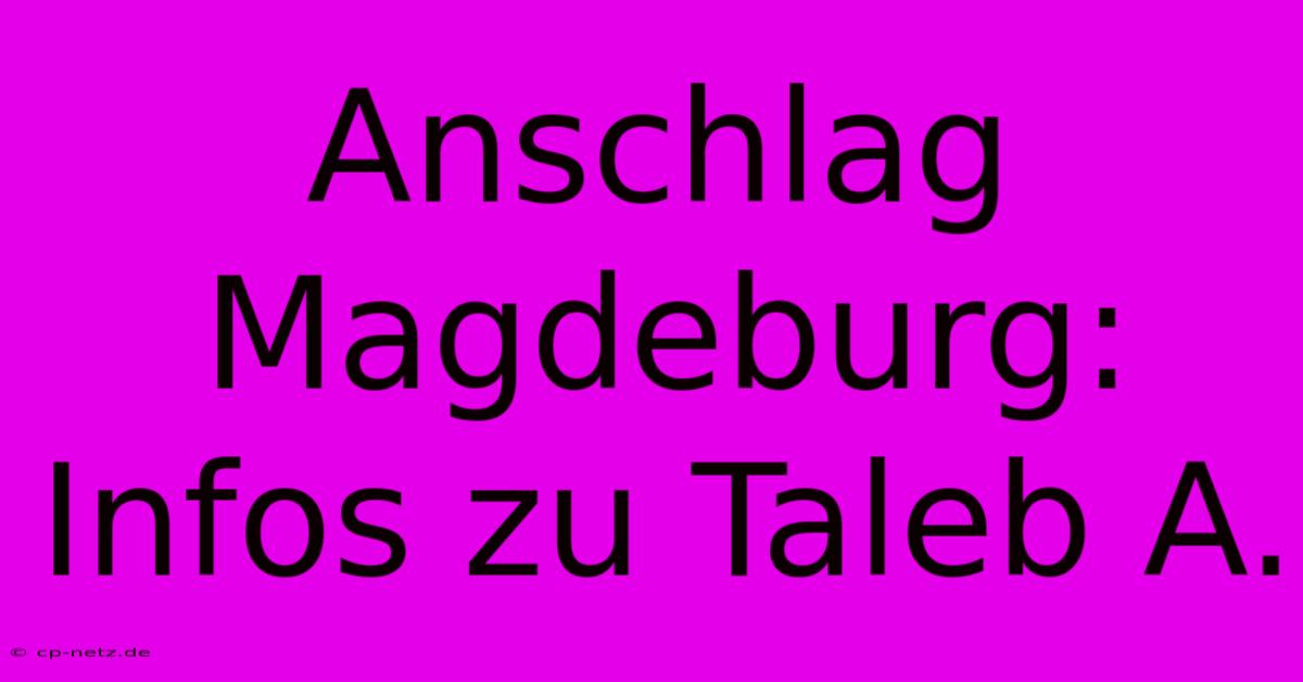 Anschlag Magdeburg: Infos Zu Taleb A.