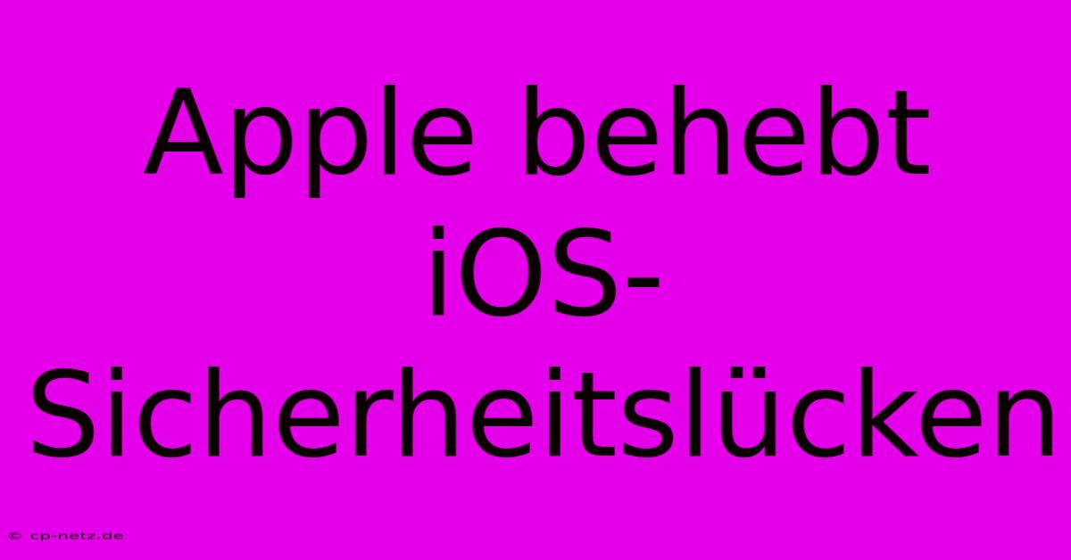 Apple Behebt IOS-Sicherheitslücken